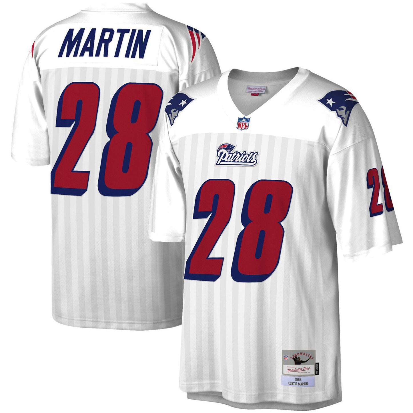 Men's Mitchell & Ness Curtis Martin White New England Patriots 1995 Legacy Replica Jersey