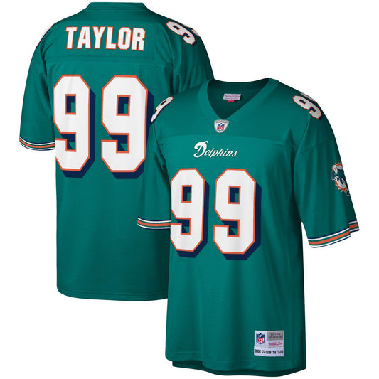 Men's Mitchell & Ness Jason Taylor Aqua Miami Dolphins 2006 Legacy Replica Jersey