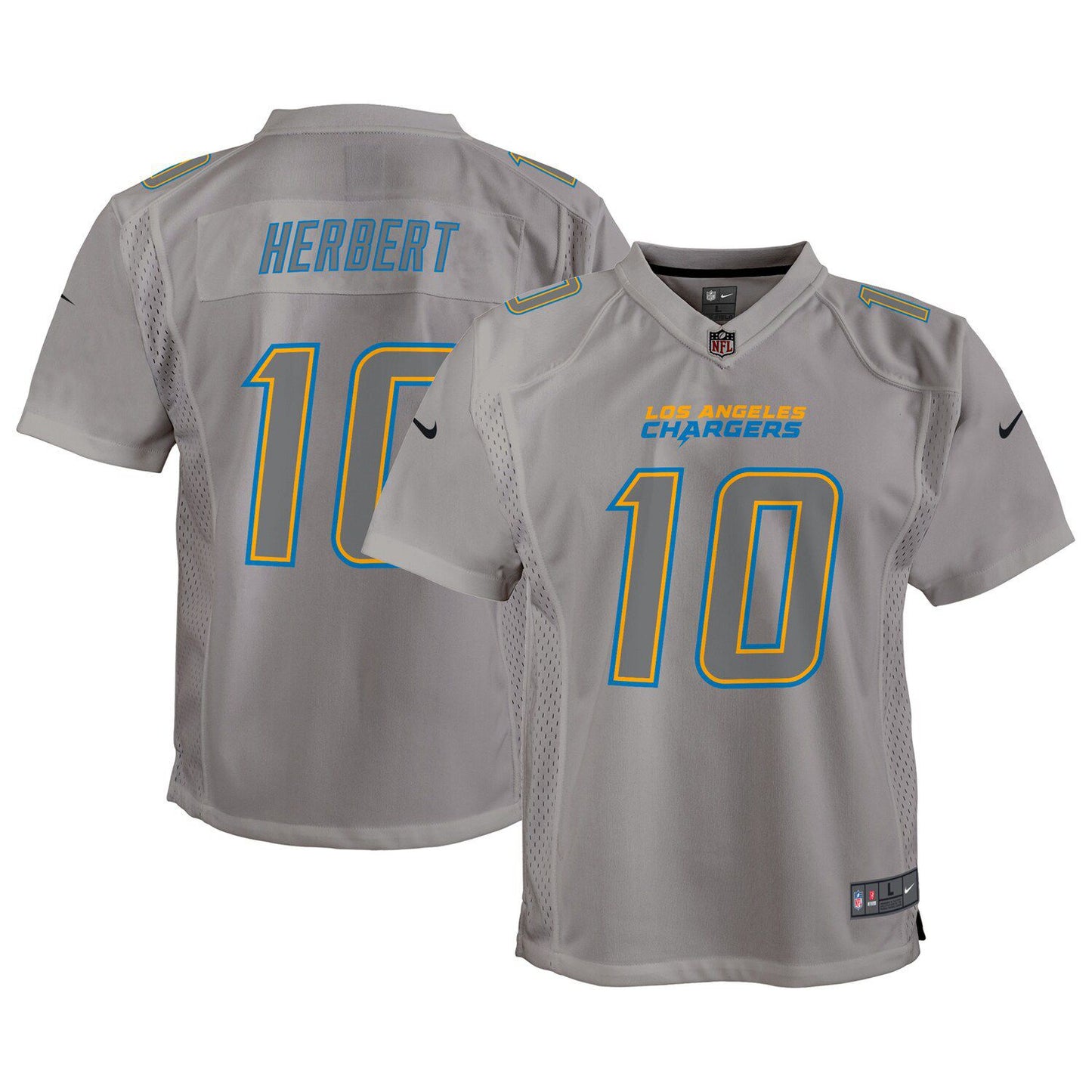 Youth Nike Justin Herbert Gray Los Angeles Chargers Atmosphere Game Jersey