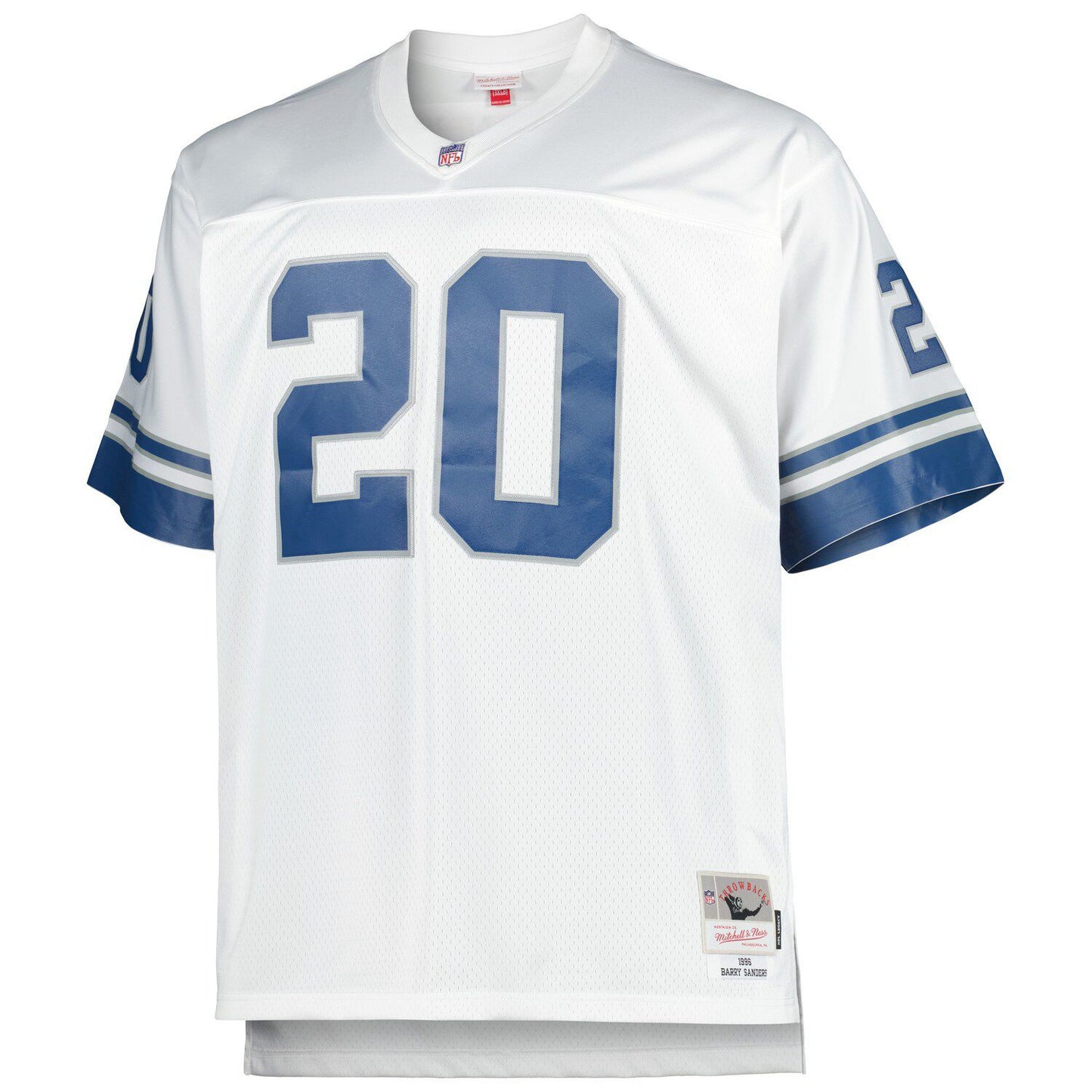 Men's Mitchell & Ness Barry Sanders White Detroit Lions Big & Tall 1996 Retired Player Replica Jersey