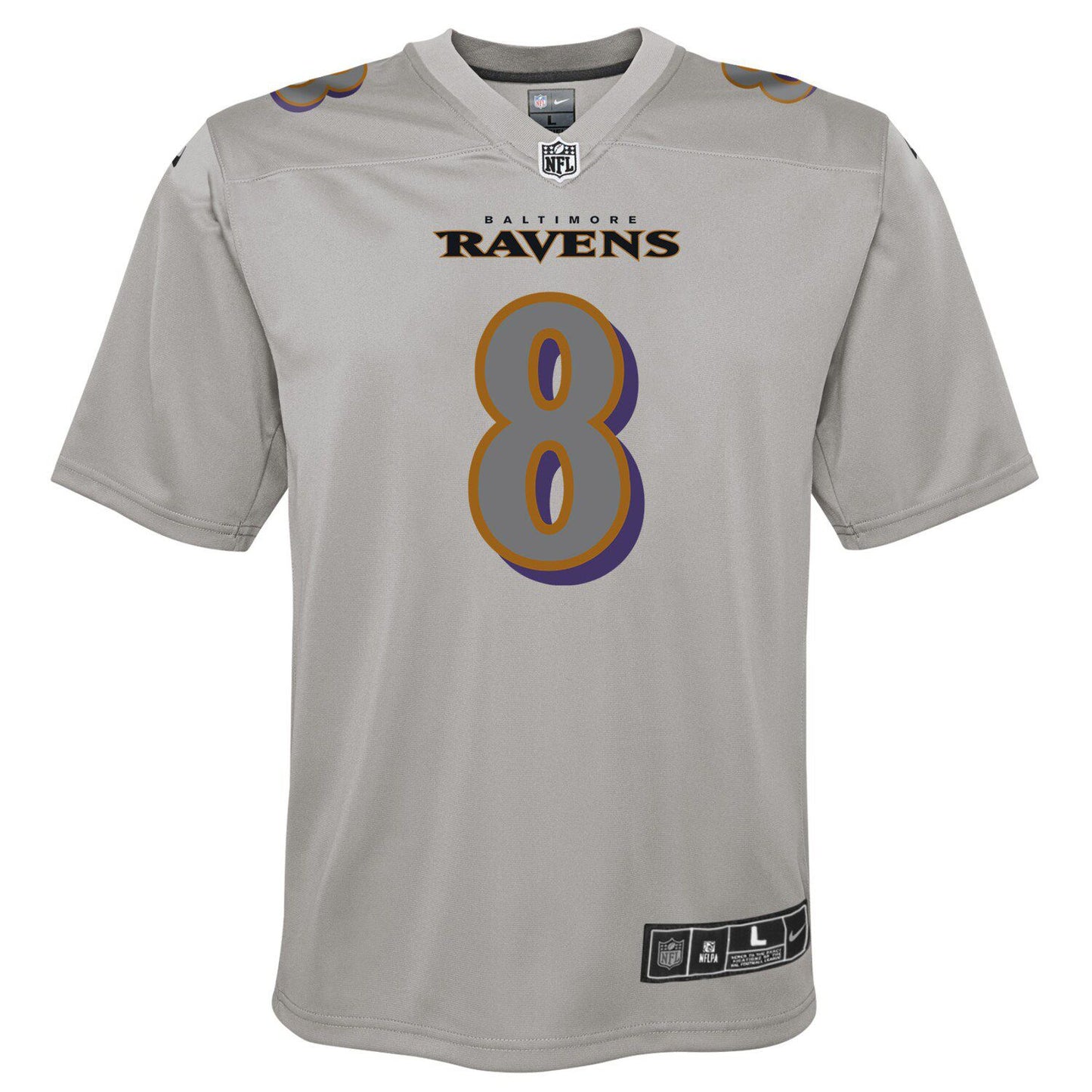 Youth Nike Lamar Jackson Gray Baltimore Ravens Atmosphere Fashion Game Jersey