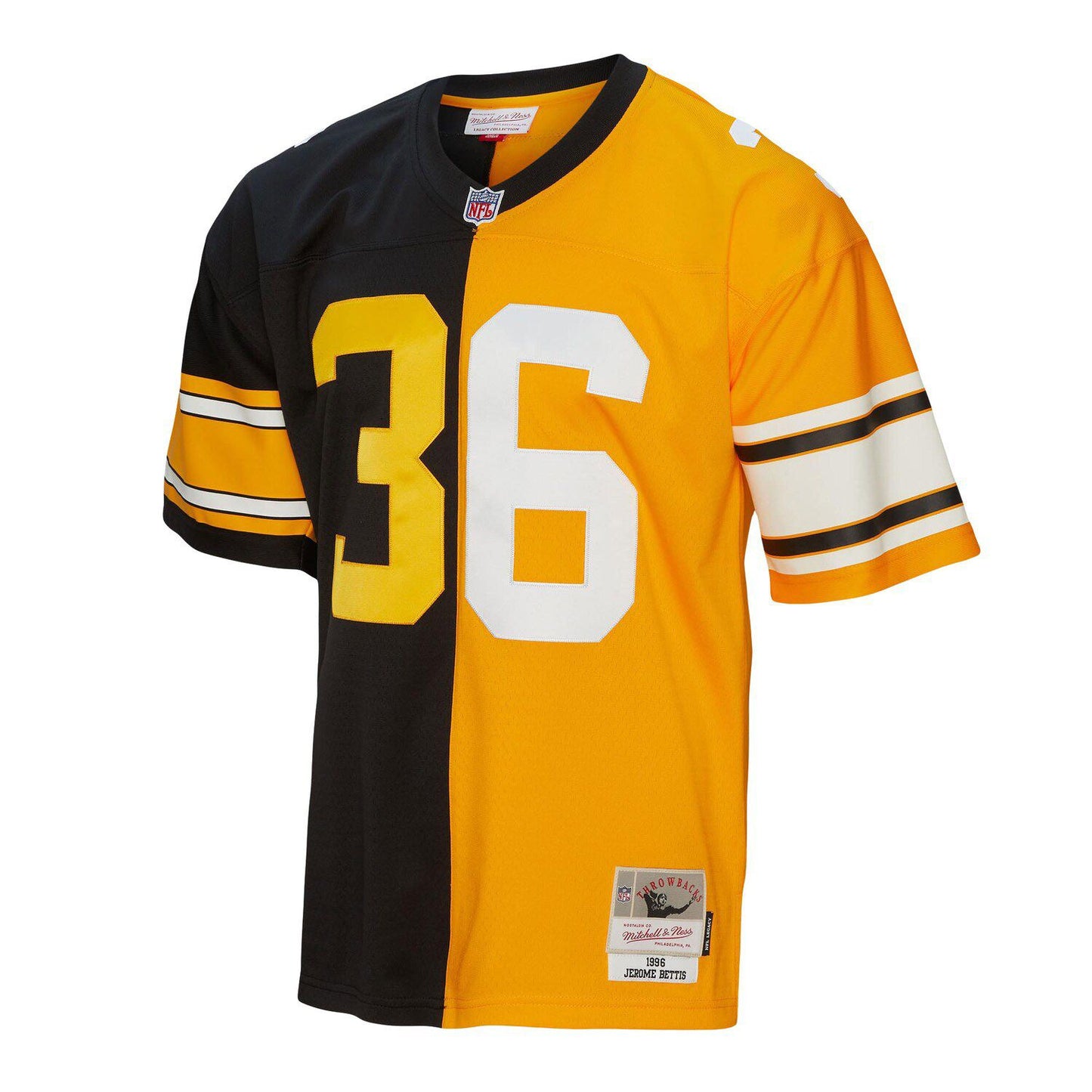 Men's Mitchell & Ness Jerome Bettis Black/Gold Pittsburgh Steelers 1996 Split Legacy Replica Jersey