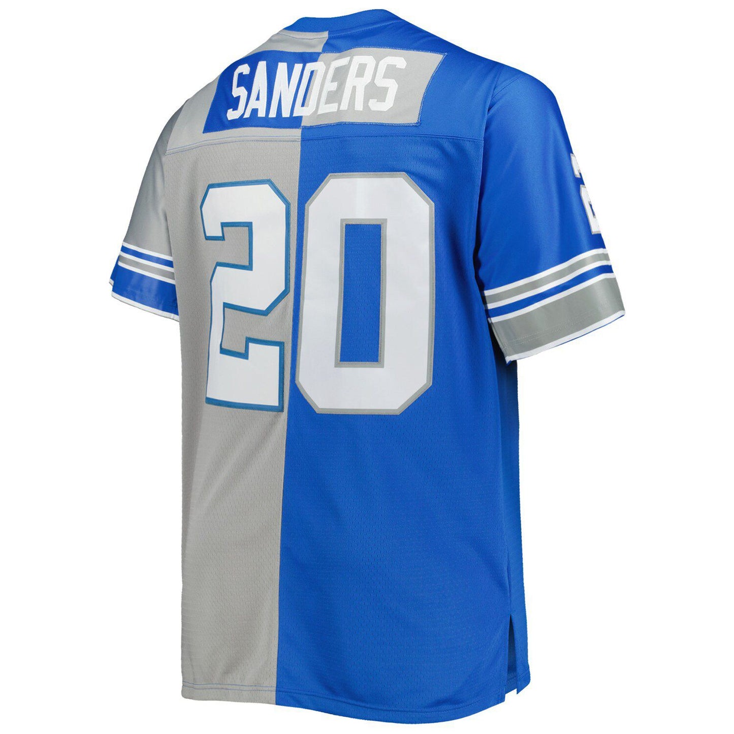 Men's Mitchell & Ness Barry Sanders Blue/Silver Detroit Lions Big & Tall Split Legacy Retired Player Replica Jersey