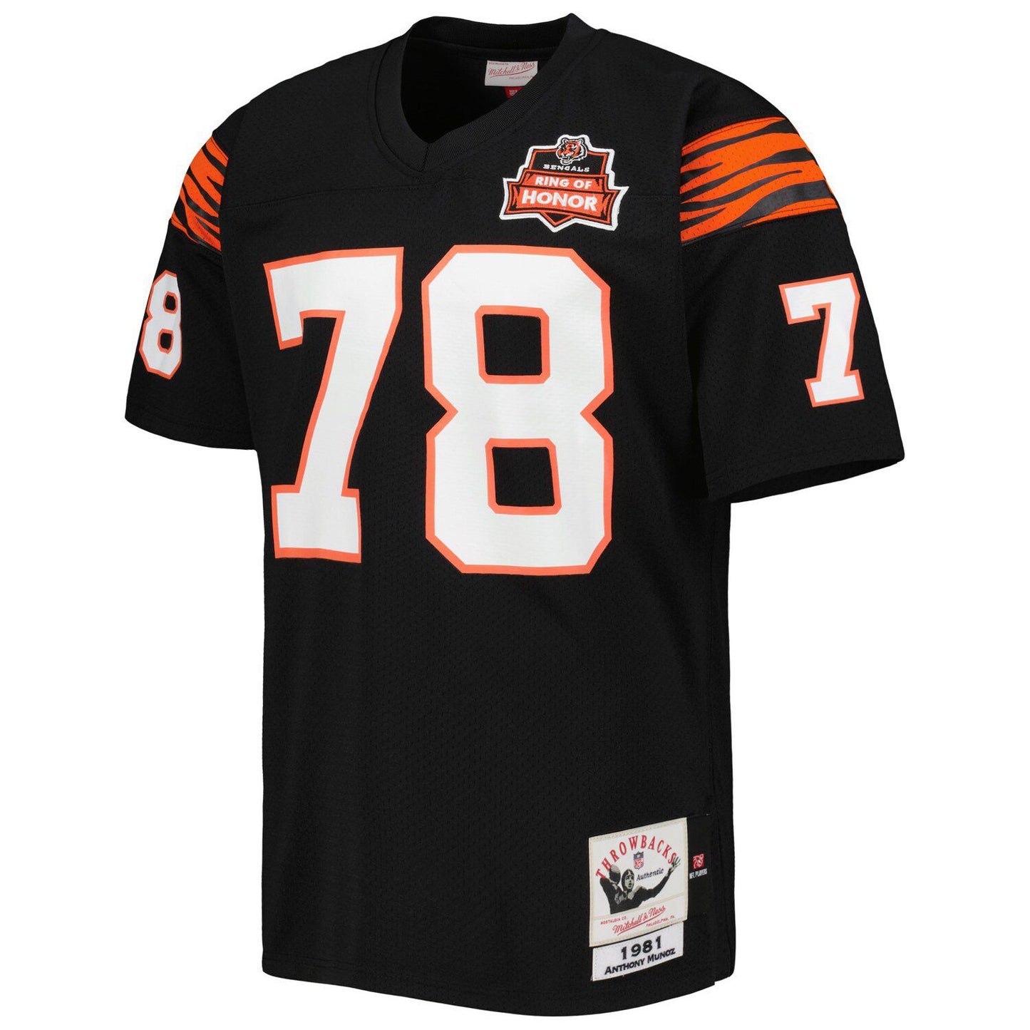 Men's Mitchell & Ness Anthony Munoz Black Cincinnati Bengals 1981 Authentic Retired Player Jersey